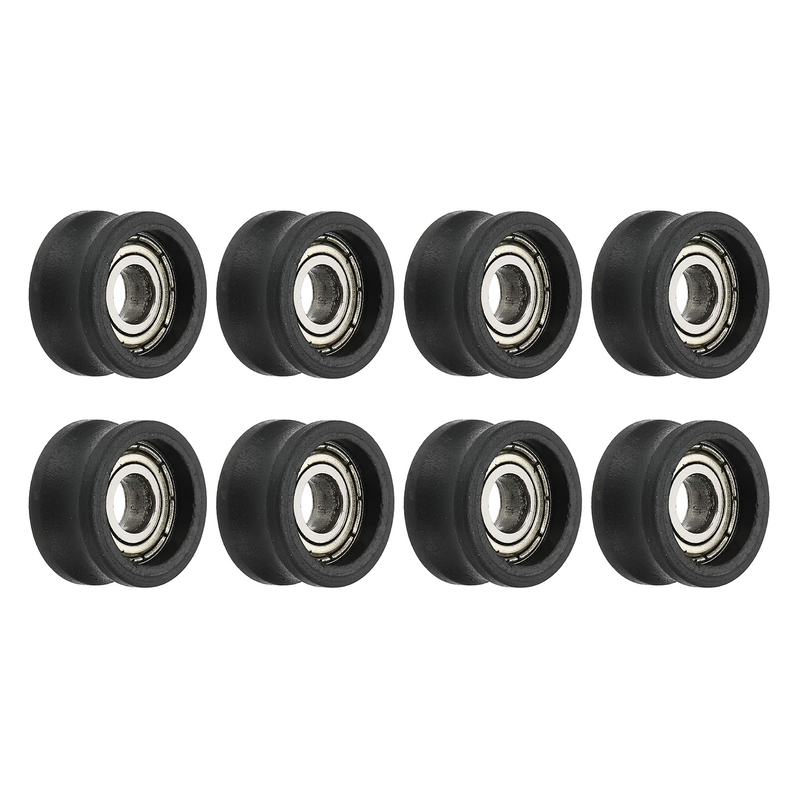 8Pcs Groove Nylon Plastic Guide Bearing 5×15.5×8.5mm Pulley Roller (Black)