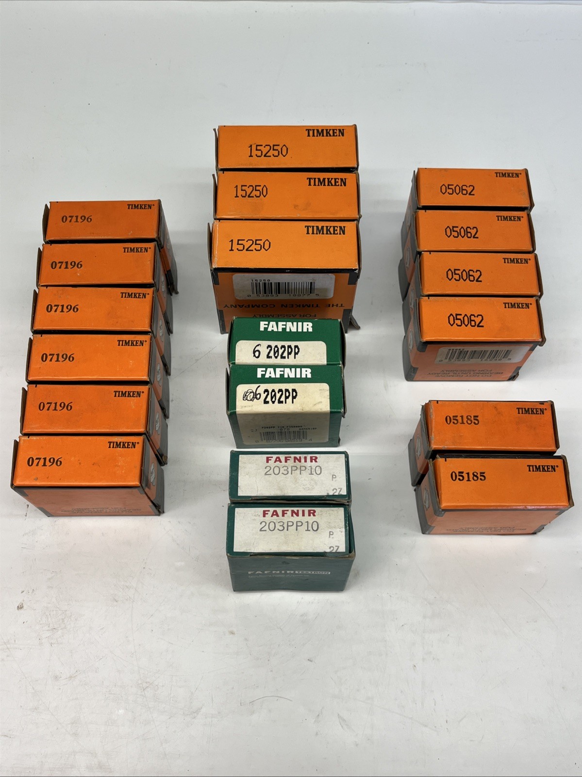 (Lot of 19) Timken Bearings 07196, 05185, 15250, 05062, 202PP, 203PP10 | NOS