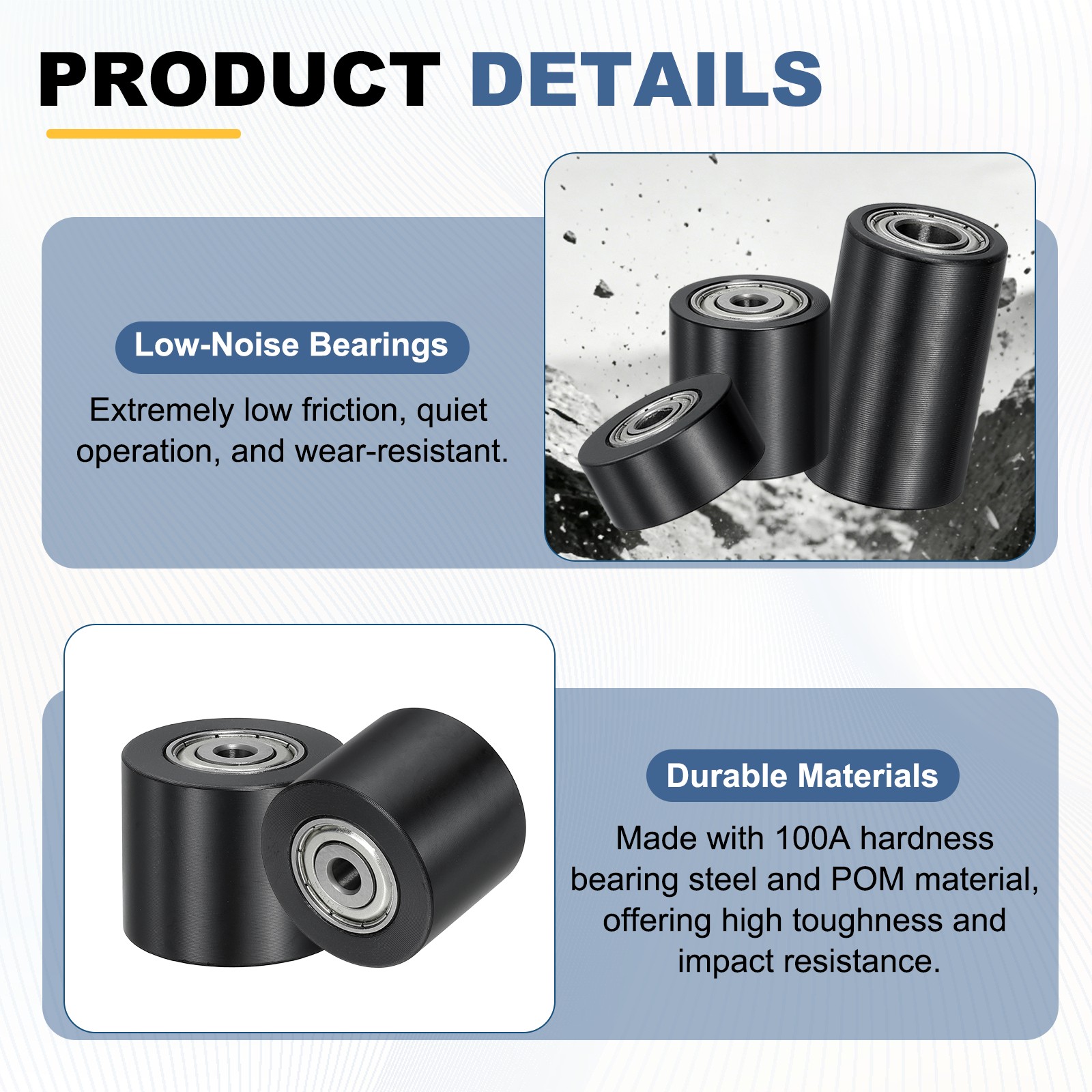 2Pcs POM Roller Wheel with Bearings, 5mm x 30mm x 25mm Bearing Pulley