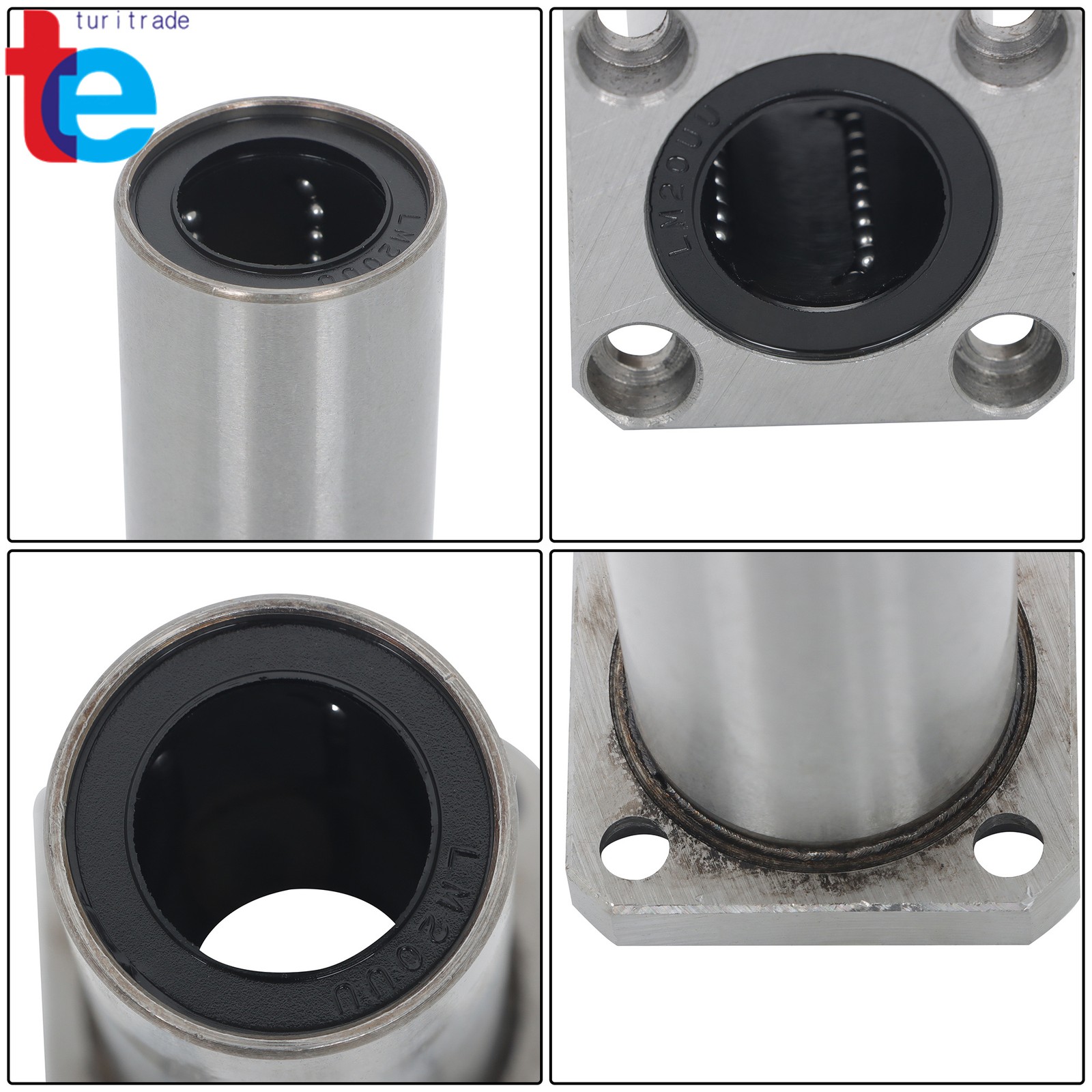 4 Pack Extra Long LMK20LUU Linear Bearings 4pcs 20mm Bore 32mm OD Steel Cage