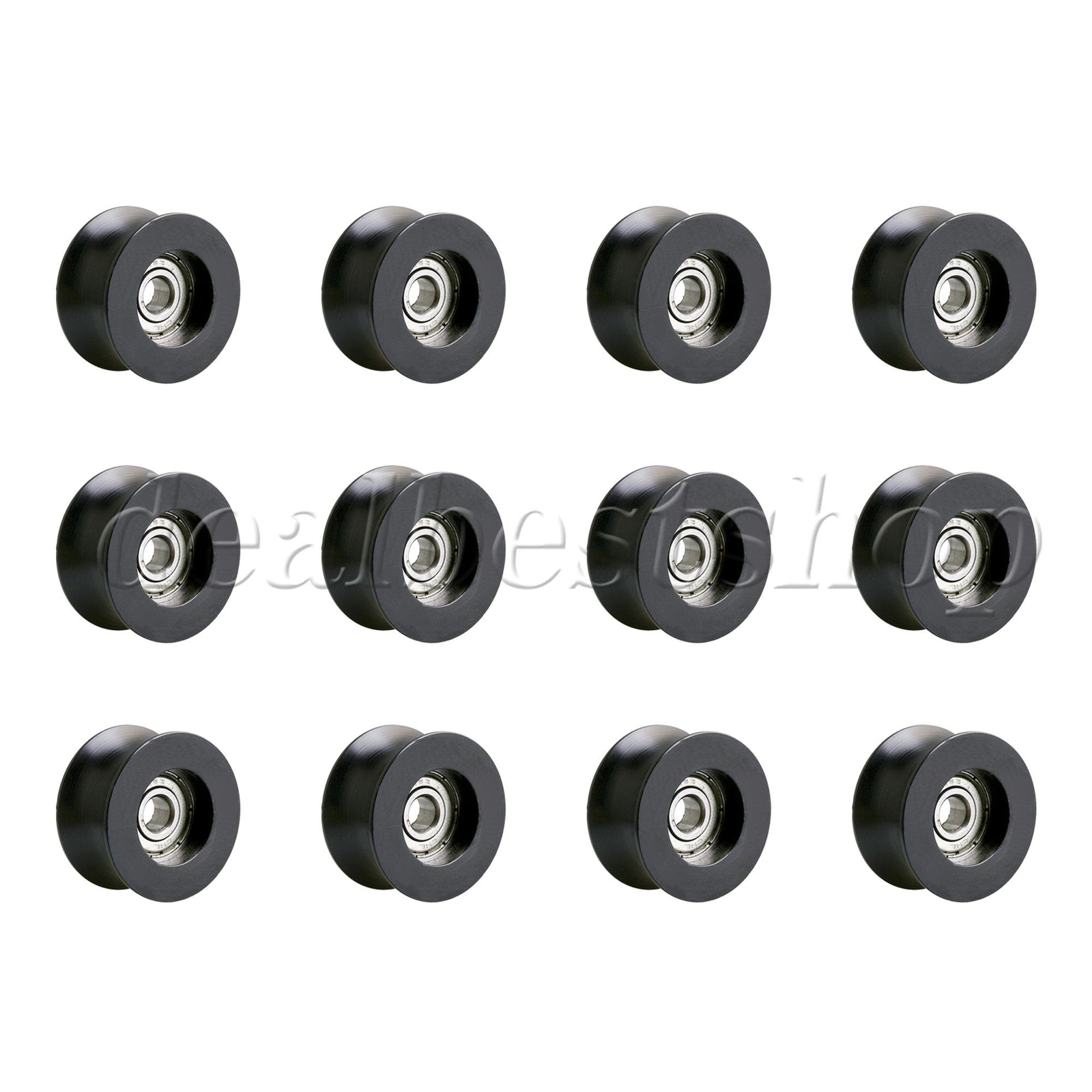 12x Bearing Track Rail Roller U Shape Groove Pulley Wheels 0.5×2.5×1.3cm