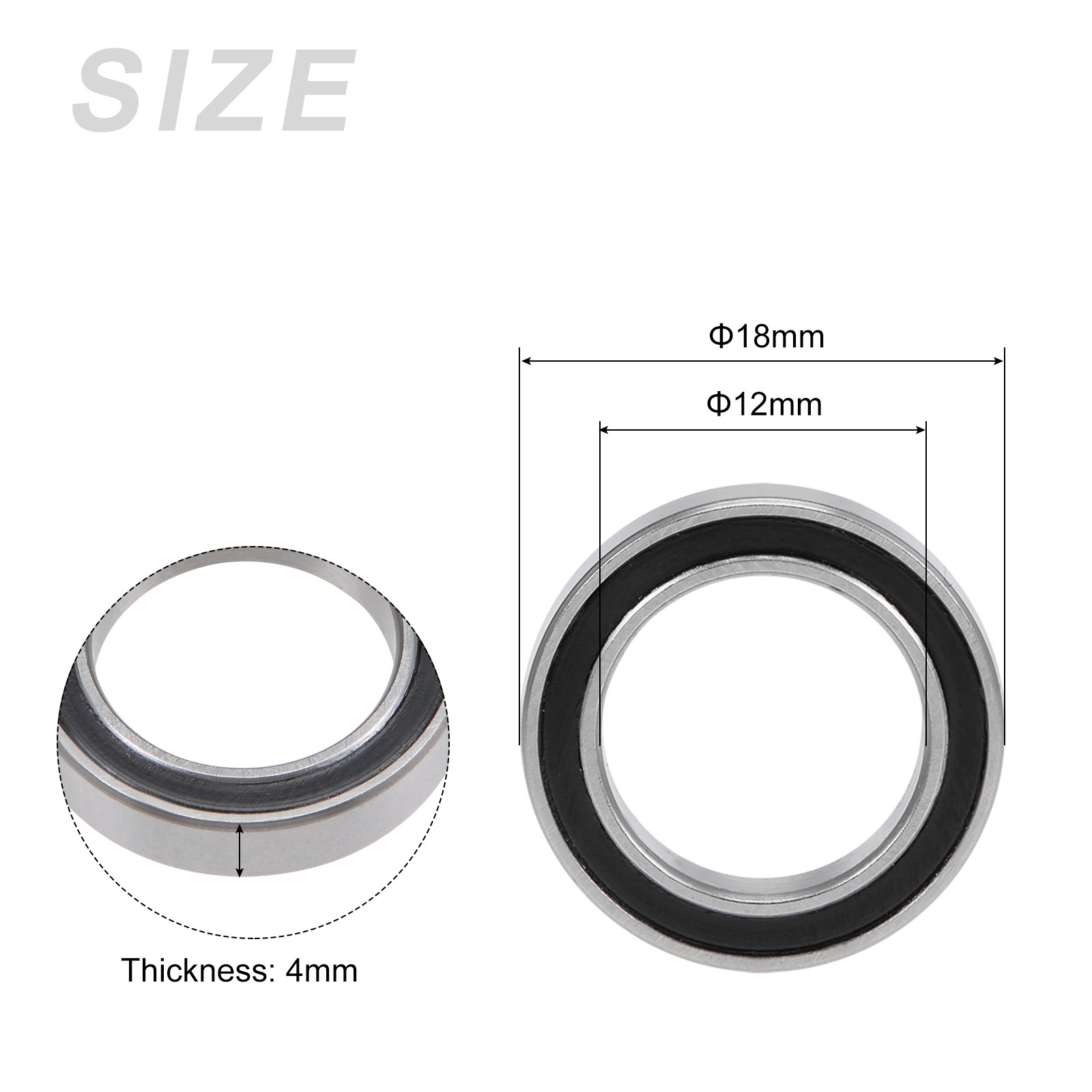 Bearings (6701-2RS, 12mmx18mmx4mm) 10Pcs, Chromium Steel Double Sealed