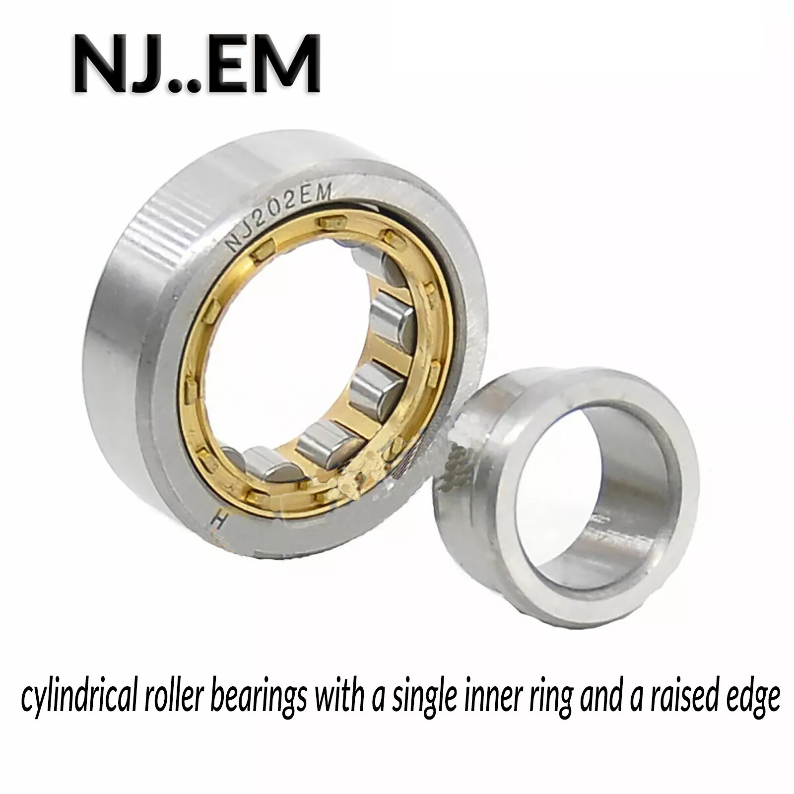 N/NU/NJ Radial Rolling Cylindrical Roller Bearing 15-100mm Bore Brass/Steel Cage