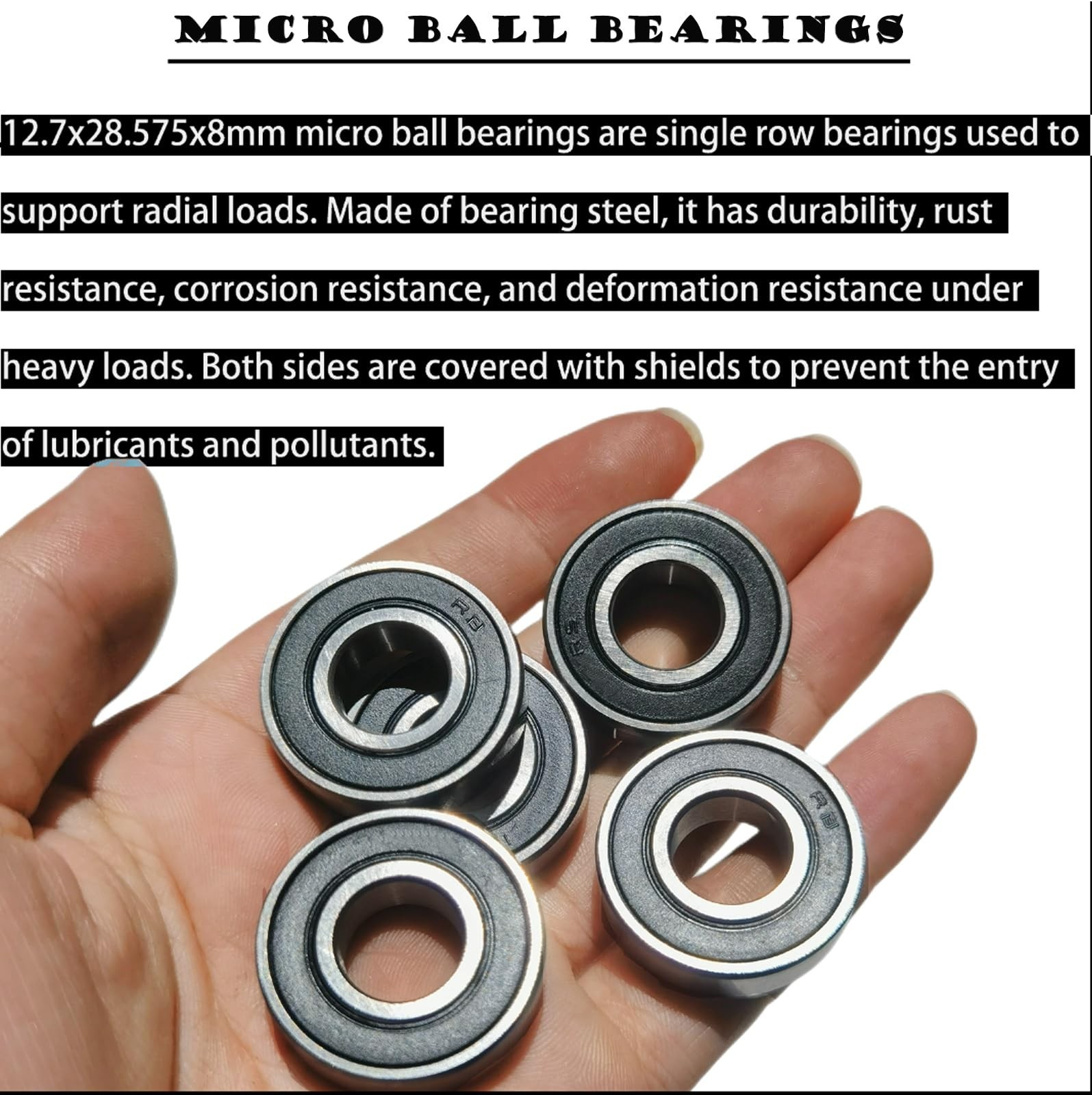10 PCS R8-2RS Ball Bearing 1/2in Bore x 1-1/8in OD x 5/16in Thick ABEC3 Bearings