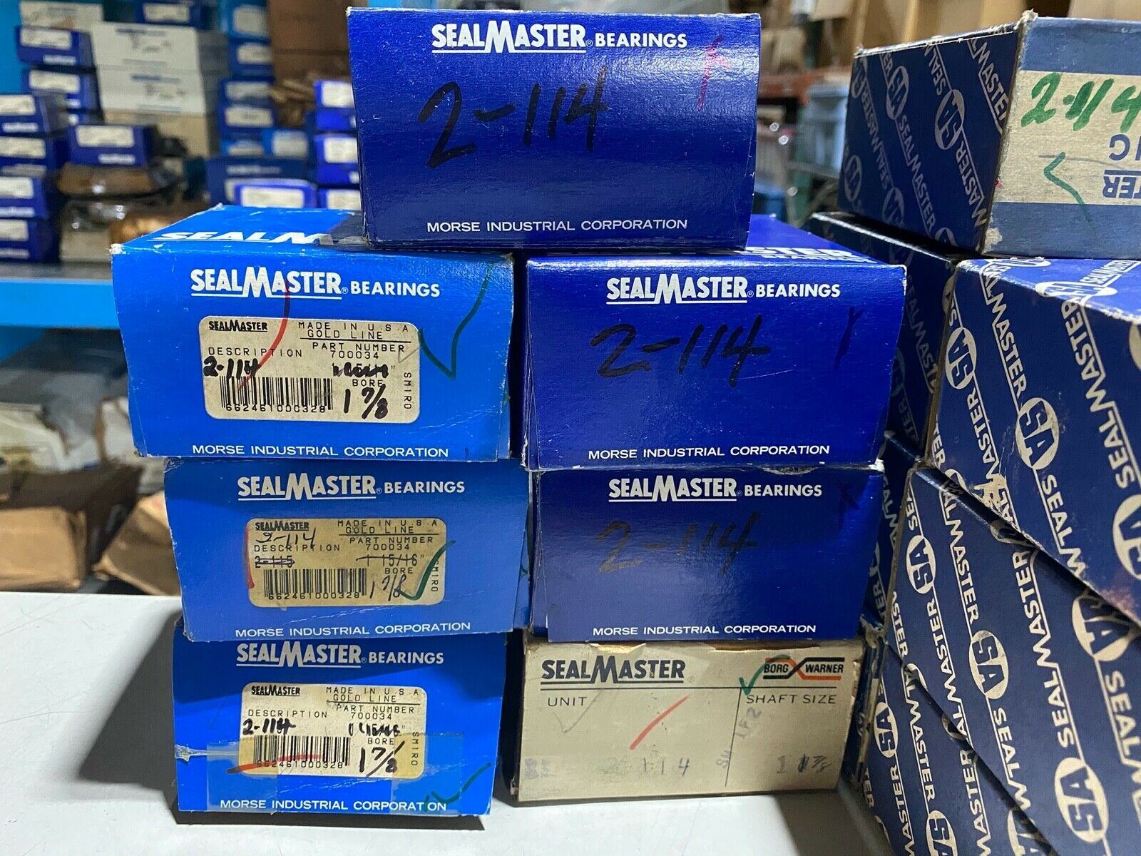 One Sealmaster 2-114 Ball Insert Bearing Set Screw 1-7/8″ Bore, NOS